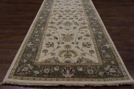 Hand-Knotted Agra Ziegler Runner From India