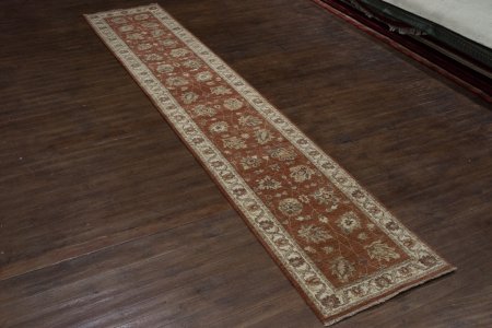 Hand-Knotted Agra Ziegler Runner From India
