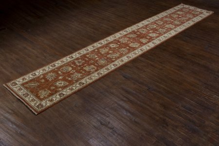 Hand-Knotted Agra Ziegler Runner From India