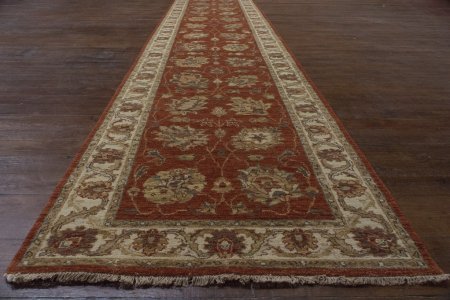 Hand-Knotted Agra Ziegler Runner From India