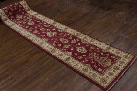 Hand-Knotted Agra Ziegler Runner From India