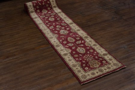 Hand-Knotted Agra Ziegler Runner From India