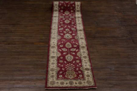 Hand-Knotted Agra Ziegler Runner From India