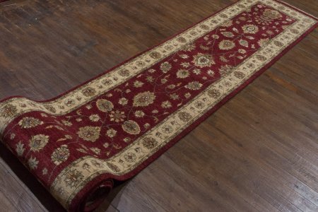 Hand-Knotted Agra Ziegler Runner From India