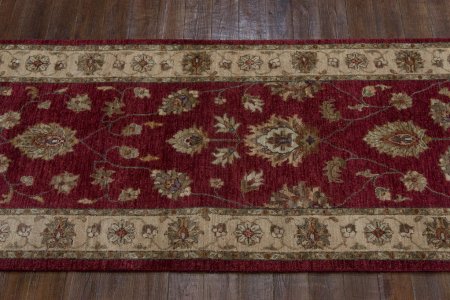 Hand-Knotted Agra Ziegler Runner From India