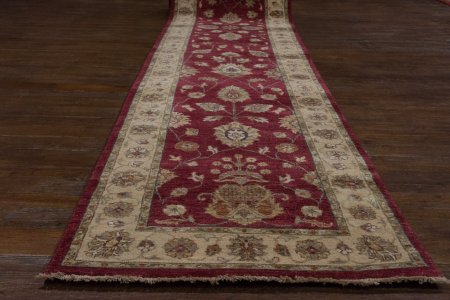 Hand-Knotted Agra Ziegler Runner From India