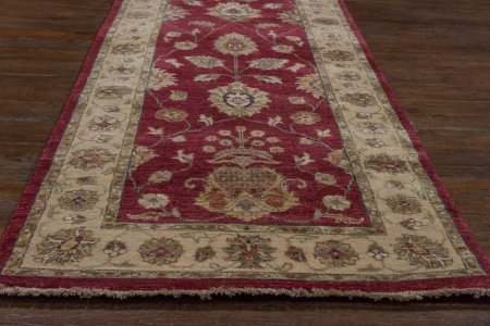 Hand-Knotted Agra Ziegler Runner From India
