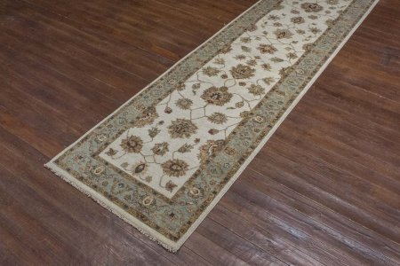 Hand-Knotted Agra Ziegler Runner From India