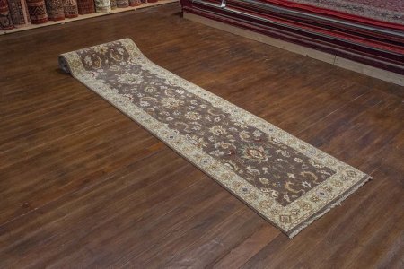 Hand-Knotted Agra Ziegler Runner From India