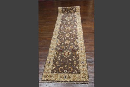Hand-Knotted Agra Ziegler Runner From India