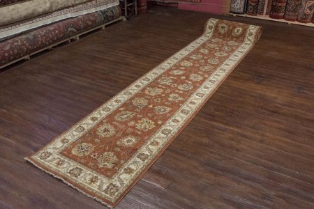 Hand-Knotted Agra Ziegler Runner From India