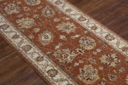 Hand-Knotted Agra Ziegler Runner From India