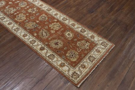 Hand-Knotted Agra Ziegler Runner From India