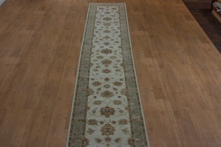Hand-Knotted Agra Ziegler Runner From India