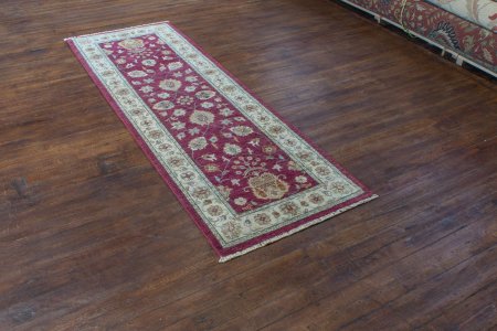 Hand-Knotted Agra Ziegler Runner From India
