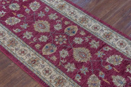 Hand-Knotted Agra Ziegler Runner From India