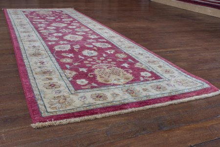 Hand-Knotted Agra Ziegler Runner From India