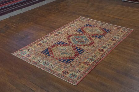 Hand-Knotted Kazak Uzbeki Rug From Pakistan