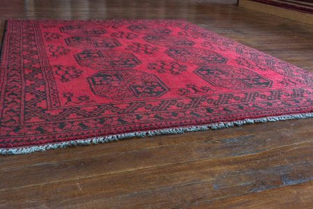 Hand-Knotted Aqcha Rug From Afghanistan