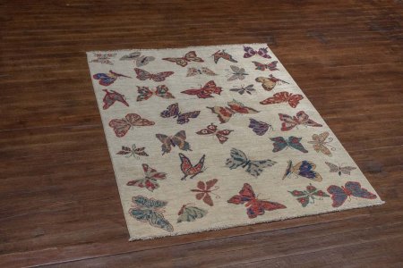 Hand-Knotted Kashgari Rug From Afghanistan