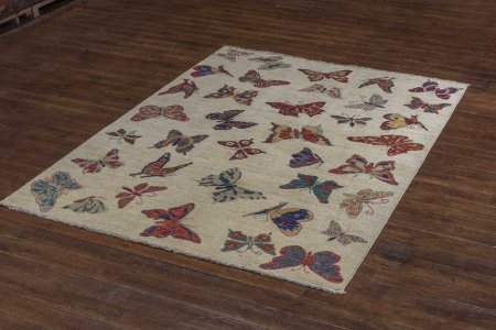 Hand-Knotted Kashgari Rug From Afghanistan