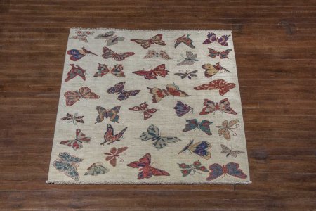 Hand-Knotted Kashgari Rug From Afghanistan