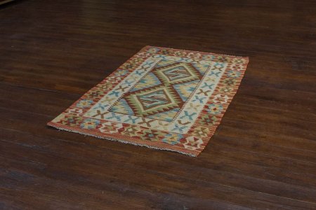 Hand-Woven Mazar Kilim From Afghanistan