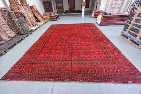 Hand-Knotted Aqcha Rug From Afghanistan