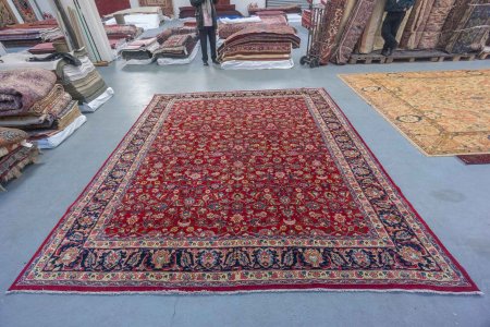 Hand-Knotted Mashad Rug From Iran (Persian)