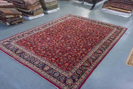 Hand-Knotted Mashad Rug From Iran (Persian)