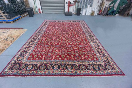 Hand-Knotted Mashad Rug From Iran (Persian)