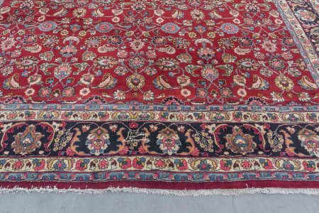 Hand-Knotted Mashad Rug From Iran (Persian)