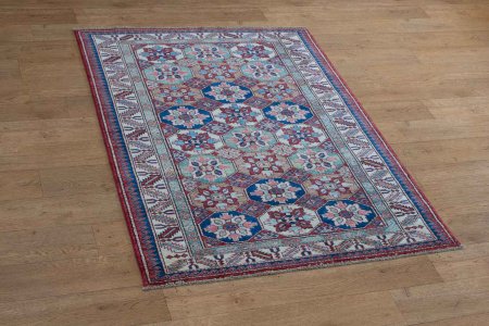 Hand-Knotted Kazak Rug From Afghanistan