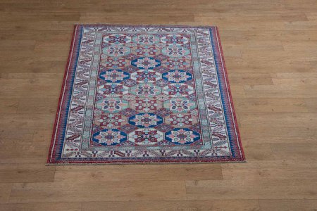 Hand-Knotted Kazak Rug From Afghanistan