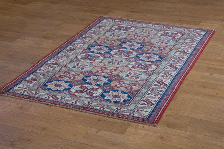 Hand-Knotted Kazak Rug From Afghanistan