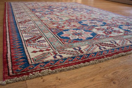 Hand-Knotted Kazak Rug From Afghanistan