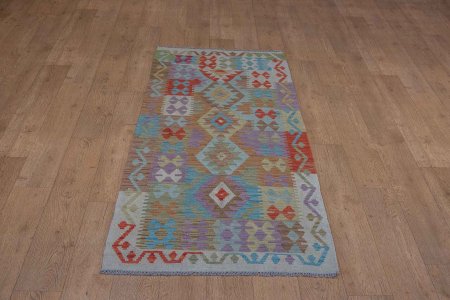 Hand-Knotted Mazar Kilim From Afghanistan