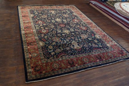 Hand-Knotted Mashad Palace Rug From India