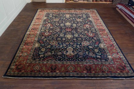 Hand-Knotted Mashad Palace Rug From India