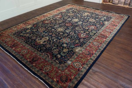 Hand-Knotted Mashad Palace Rug From India