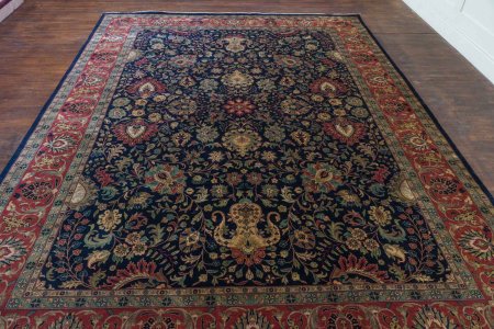 Hand-Knotted Mashad Palace Rug From India