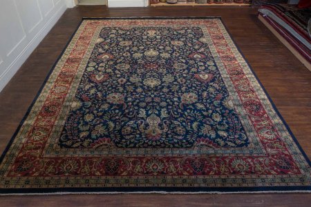 Hand-Knotted Mashad Palace Rug From India