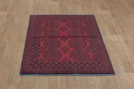 Hand-Knotted Aqcha Rug From Afghanistan