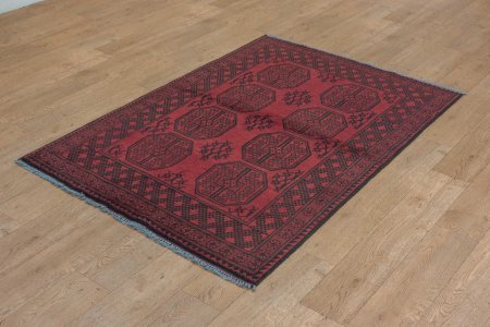 Hand-Knotted Aqcha Rug From Afghanistan