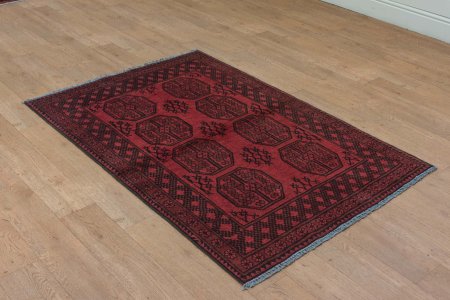 Hand-Knotted Aqcha Rug From Afghanistan
