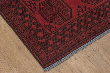 Hand-Knotted Aqcha Rug From Afghanistan