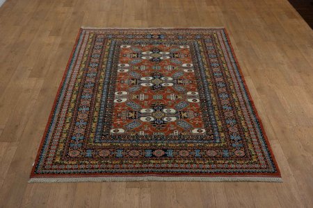 Hand-Knotted Kazak Rug From Afghanistan