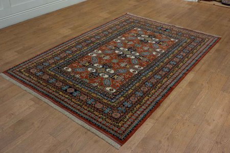 Hand-Knotted Kazak Rug From Afghanistan