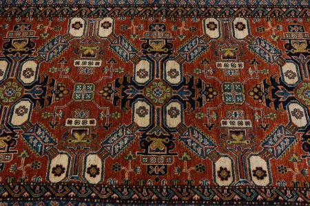 Hand-Knotted Kazak Rug From Afghanistan
