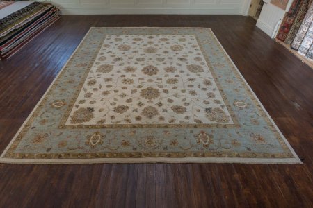 Hand-Knotted Agra Ziegler Rug From India